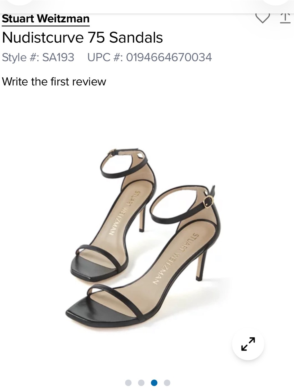 Stuart Weitzman Nudistcurve 75 Black Leather
Sandals Heels 9.5 | MSRP:$475